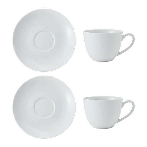 Mikasa Chalk 2pc Porzellan Cappuccino Tasse und Untertasse Set, Kaffeetassen für jeden Tag, 310ml von MIKASA