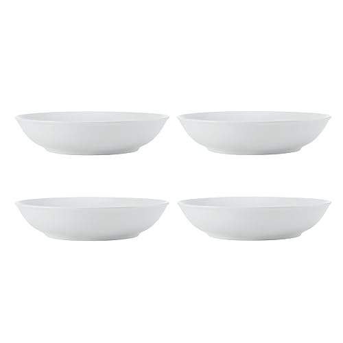 Mikasa Chalk 4-teiliges Porzellan-Pastaschalen-Set, weiß | 4x große Schalen für Pasta und Suppe, 23cm - Geschenkkarton, mikrowellen- und spülmaschinenfest von MIKASA