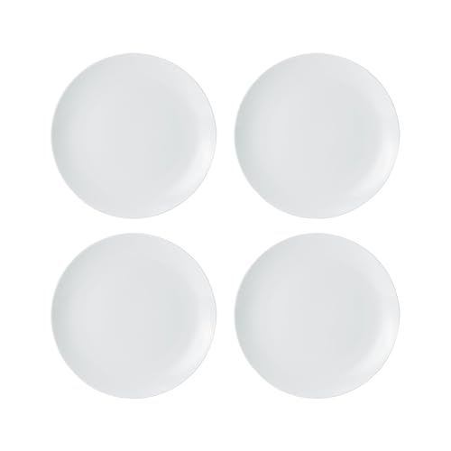 Mikasa Chalk 4-tlg. Porzellan-Teller-Set, 4x weiße Porzellan-Teller für Alltag und Feier, 21cm - mikrowellen- und spülmaschinenfest von MIKASA
