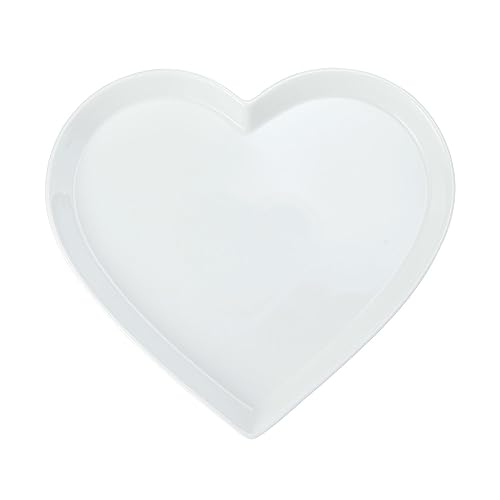Mikasa Chalk Herzförmige Servierplatte aus Porzellan, Große Herzplatte für Canapes und Vorspeisen, 30cm | Weißer Servierteller für Partys | Spülmaschinenfest von MIKASA