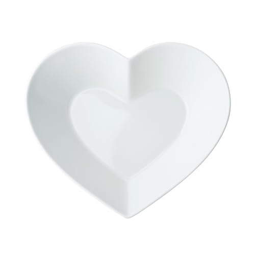 Mikasa Chalk Porzellan Schale in Herzform, große Herzschale für Snacks und Salate, 21cm | Weißes Serviergeschirr für Partys und Buffets | Spülmaschinenfest & als Geschenk verpackt von MIKASA