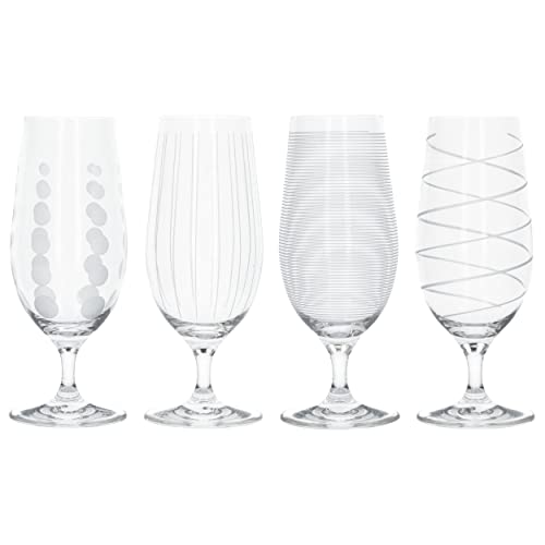 Mikasa Cheers Bier Gläser Set, Biergläser aus Kristallglas, Gläser mit Motiven, 4 Biergläser Set, Weizengläser, Bierglas Kristall, 460 ml, Transparent Kristall von MIKASA