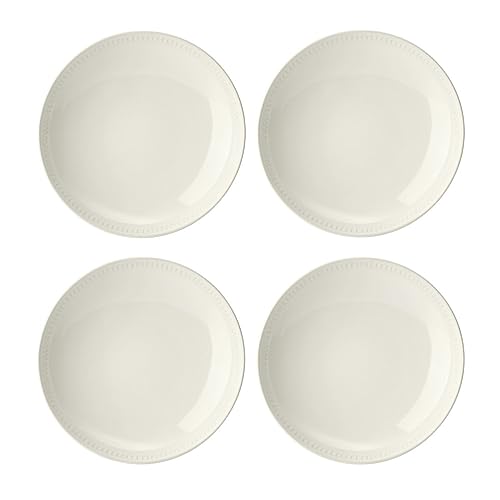 Mikasa Cranborne 4-teiliges Pasta-Schüssel-Set, Service für 4, Set aus 4 cremefarbenen Steingut-Pastaschüsseln, 24cm große Schüsseln - mikrowellen- und spülmaschinenfest von MIKASA