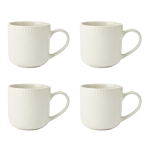 Mikasa Cranborne 4-teiliges Steingutbecher-Set, 320ml, 4er-Set Keramik-Kaffeebecher, Sahnebecher für Tee und Kaffee - spülmaschinen- und mikrowellenfest von MIKASA