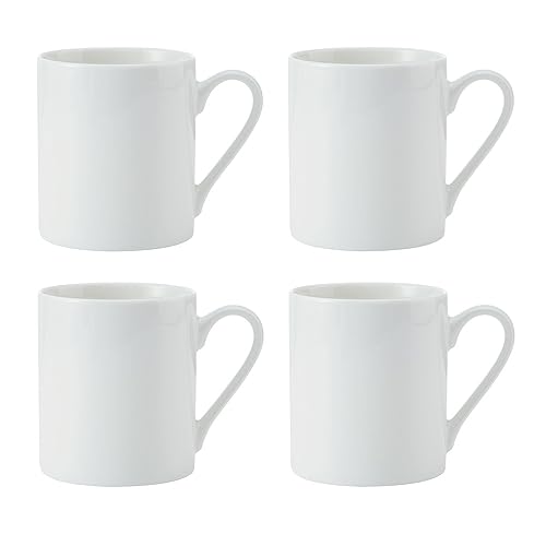 Mikasa Egret Feines Porzellan Becher-Set, 4x klassische weiße Becher für Tee und Kaffee, 380ml - Geschenkkarton & spülmaschinenfest von MIKASA
