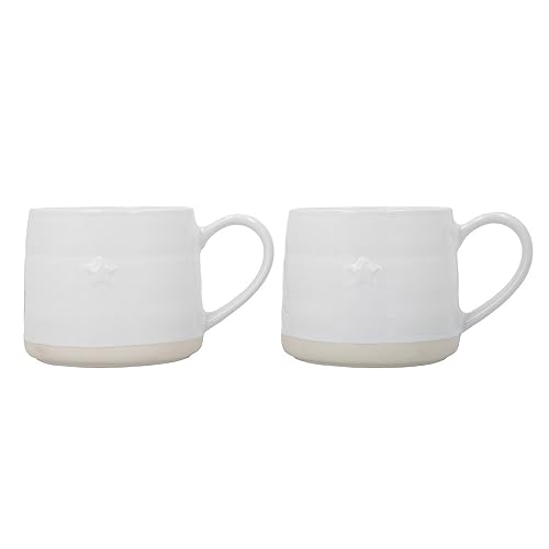 Mikasa Farmhouse Steingutbecher mit Sternen, 2-teiliges Becher-Set für Tee, Kaffee und heiße Schokolade, 380ml - Geschenkkarton, spülmaschinen- und mikrowellenfest von MIKASA