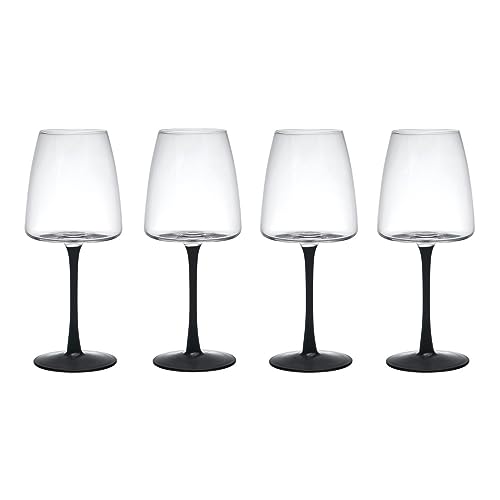 MIKASA Palermo Kristall-Weißweingläser 4er-Set, 400ml, Weißweinglas-Set mit schwarzem Stiel | 100% bleifreies Kristall - Geschenkkarton & spülmaschinenfest von MIKASA