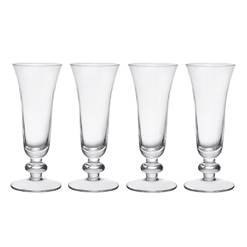 MIKASA Salerno Kristall Champagnergläser, 170ml, 4er Set bleifrei, klare feine Glasflöten mit kurzem Stiel und breitem Rand - spülmaschinenfest von MIKASA