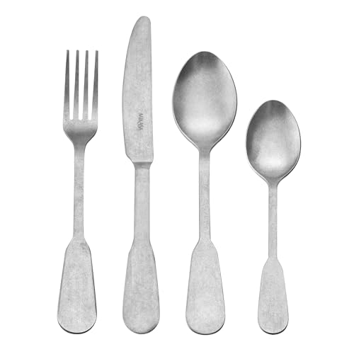Mikasa Soho Antique 16-teiliges Besteckset aus Edelstahl, Besteckset für 4 Personen | Enthält 4x Messer, 4x Gabeln, 4x Dessertlöffel und 4x Teelöffel - spülmaschinenfest von MIKASA