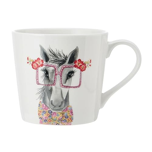 Mikasa Tipperleyhill Pferdedruck Porzellantasse, 380ml Fine China Tasse mit echten Gold Details, Neuheit Tasse für Tee & Kaffee mit Tierdruck, Geschenk-Box von MIKASA