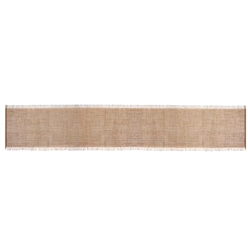 Mikasa Jutetischläufer, Beige Tischläufer für entspanntes Dinieren, 230 x 33cm | Schützende Tischdecke mit ausgefranster Verzierung von MIKASA