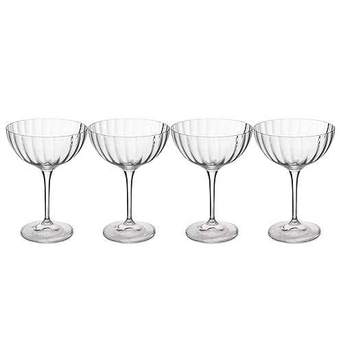 Mikasa Treviso Kristall-Coupe-Glas, 300ml, 4er-Set bleifrei, klare feine Gläser mit Riffel-Effekt für Feiern von MIKASA