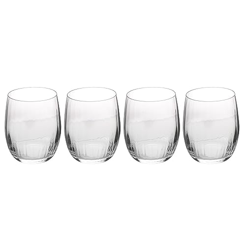 Mikasa Treviso Kristall Stielloses Weinglas, 350ml, 4er-Set bleifreie, klare, feine Gläser mit Riffel-Effekt für Feiern von MIKASA