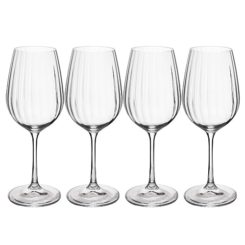 Mikasa Treviso Kristall-Weißweingläser, 350ml, 4er-Set bleifrei, klare edle Gläser mit Riffel-Effekt für Feiern von MIKASA