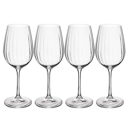 MIKASA Treviso Kristall-Weißweingläser, 350ml, 4er-Set bleifrei, klare edle Gläser mit Riffel-Effekt für Feiern von MIKASA