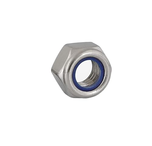 MIKFESPO 1/3/5/10/20 Stück Linksgewinde selbstsichernde Mutter 304 Edelstahl umgekehrtes Gewinde Sechskant selbstsichernde Nylon-Kontermutter M4 M5 M6 M8 M10 M12(M6 5pcs) von MIKFESPO