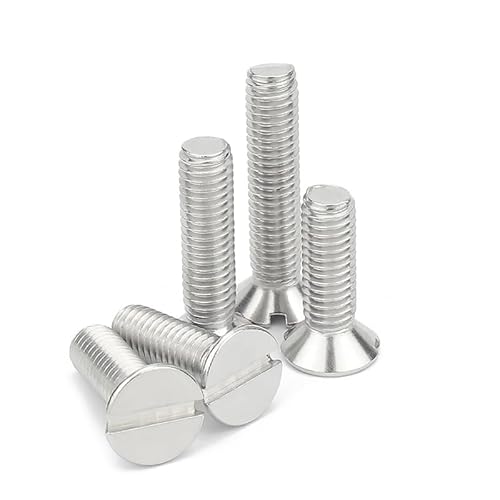 10/50 Stück M3 M4 M5 M6 M8 304 A2-70 Edelstahl metrisches Gewinde Schlitz Flachsenkkopf Maschinenschraube 3 mm-60 mm(65mm,M8 10pcs) von MIKFESPO