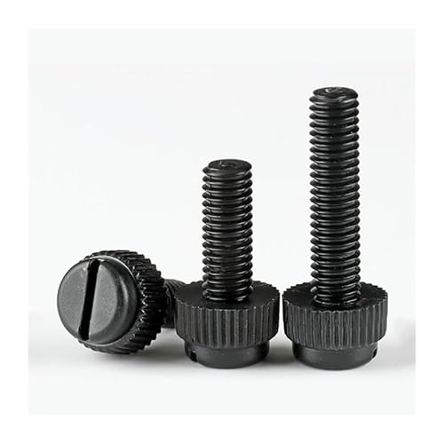 10–50 Stück M3 M4 M5 M6 M8 schwarze PC-Schlitz-Schlitz-Handschraube, gerändelte Nylonschraube, runder Kopf, Kunststoffschraube(M4x12 (20PCS)) von MIKFESPO