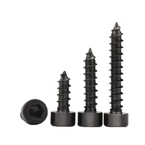 20–300 Stück M1,7 M2 M2,3 M2,6 M3 M3,5 M4 M5 M6 8,8 Schwarzer Topfkopf Sechskant selbstschneidende Schraube Holzschraube Lautsprecher selbstschneidende Schraube(30mm,M4 (50PCS)) von MIKFESPO