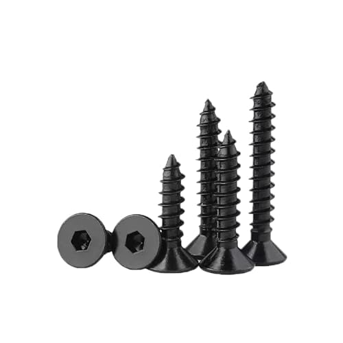 20–500 Stück M2,3,6 M3 M4 M5 M6 schwarze Senkkopf-Sechskant-Selbstschneidende Senkkopf-Verlängerungs-Holzschraube(25mm,M3 (200PCS)) von MIKFESPO