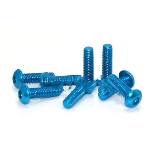 20 stücke M3 * 5/6/8/10/12/14/16mm Eloxiert licht Blau Farbe Aluminium Innensechskant Taste Kopf Schraube for RC Modell Schrauben(M3x6) von MIKFESPO