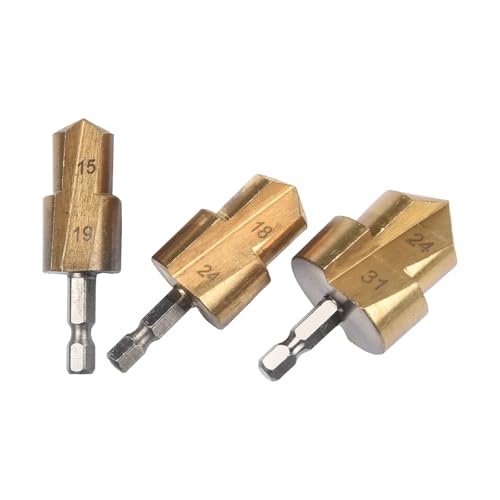 3 Teile/satz Wasser Rohr Expansion Bohrer Bit 6,35mm Sechseckigen Schaft Stanzen Werkzeug for Klempner Reparatur Power Werkzeug Teile(A) von MIKFESPO