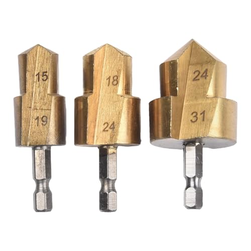 3Pcs Wasser Rohr Expansion Bohrer Bit 6,35mm Sechseckigen Schaft Stanzen Werkzeug for Klempner Reparatur Wasser Rohr Power Werkzeuge teile(B) von MIKFESPO
