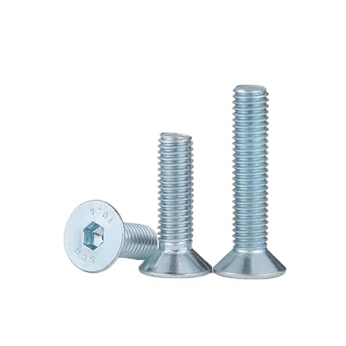 5/10/20/50/100 Stück M3 M4 M5 M6 M8 M10 M12 verzinkte Senkkopf-Innensechskantschrauben Hochfeste Flachkopf-Flachkopfschrauben(25mm,M3 (100PCS)) von MIKFESPO