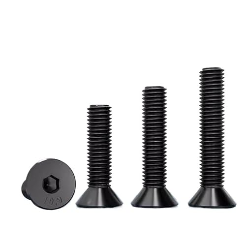 5/10/20 Stück Eisen Schwarz Flachkopf Sechskantschraube Flache Tasse Schwarz Senkkopf Sechskantschraube M6 M8 M10(50mm,M6 (20PCS)) von MIKFESPO