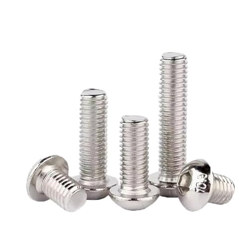 5-100 Stück M2 M2,5 M3 M4 M5 M6 M8 M10 10,9 vernickelte Rundkopf-Sechskantschraube Flachkopfschraube Halbrundkopfschraube(25mm,M6 10pc) von MIKFESPO