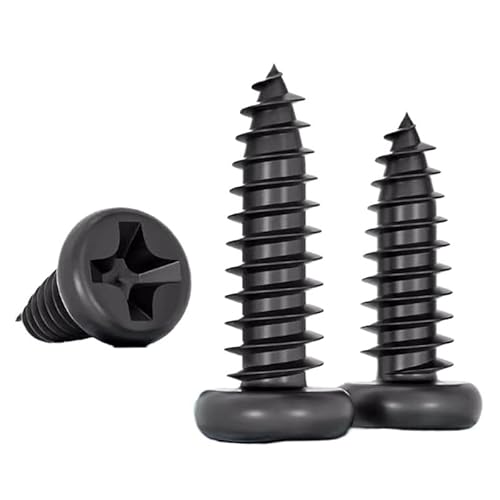 50/200/500 Stück M2 M2,2 M2,3 M2,5 M2,6 M2,8 M3 M3,5 M4 M5 Eisen Schwarz Zink Haar Schwarz Kreuz Flachkopf Selbstschneidende Schraube Rundkopfschraube(10mm,M2.6 (200PCS)) von MIKFESPO