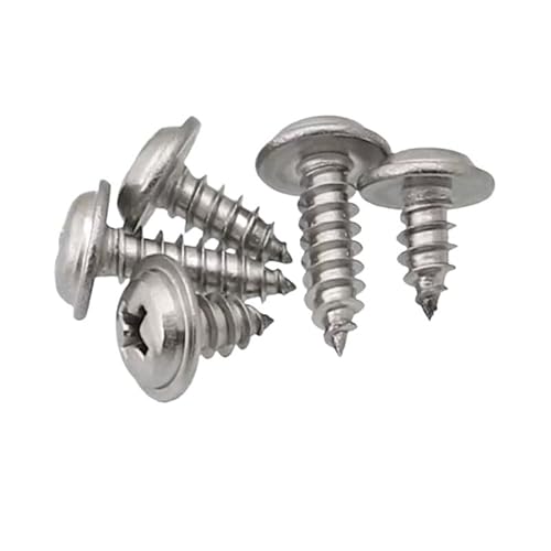 50-100PCS M1.4 M1.7 M2 M2.3 M2.6 M3M3.5M4 304 Edelstahl Kreuz Pan Rundkopf mit Unterlegscheibe Selbstschneidende Holzschraube(3mm,M1.4 100PCS) von MIKFESPO