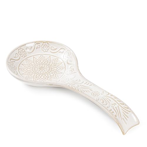 Löffelablage aus Keramik, 22,9 cm, großer Löffelhalter für Küchentheke, Küchenzubehör, spülmaschinenfest, Weiß von MIKIGEY
