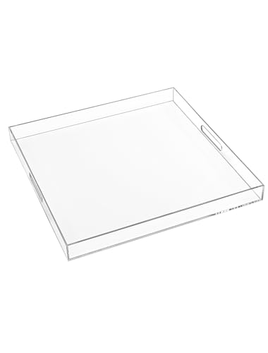 61 x 61 cm transparentes Acryl-Serviertablett mit Griffen, extra großes Ottoman-Tablett, dekorative Tabletts, auslaufsicher, Couchtisch, platzsparend, übergroße Arbeitsplatte, Organizer mit sicherem 61 x 61 cm transparentes Acryl-Serviertablett mit Griffen, extra großes Ottoman-Tablett, dekorative Tabletts, auslaufsicher, Couchtisch, platzsparend, übergroße Arbeitsplatte, Organizer mit sicherem von MIKINEE