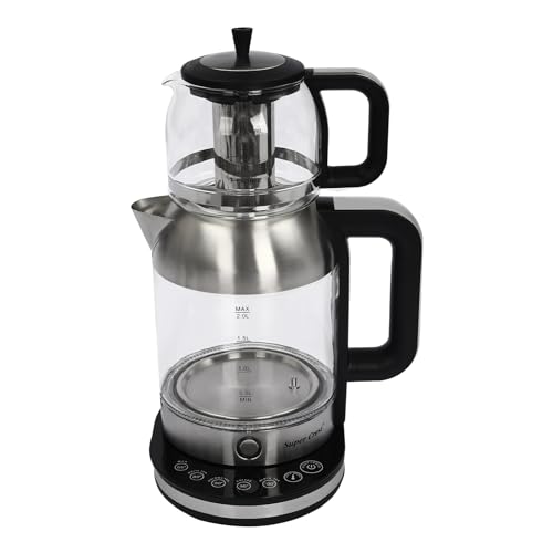 1800W 2-in-1 Elektrischer Teekocher Set - 2L Glas Wasserkocher + 1L Teekanne mit Temperaturregelung Eignet Sich Zum Ziehenlassen von Losen Teeblättern Oder Teebeuteln und Zum Erhitzen von Wasser von MIKIYUEER