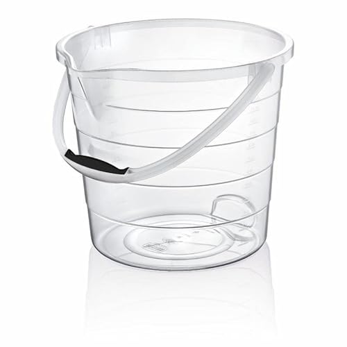 Eimer ohne Deckel & Tragebügel, Haushaltseimer, Lebensmittelecht, Transparent, aus PP-Kunststoff, Aufbewahrungsbehälter mit Skalierung für Liter (10L) von MIKONI