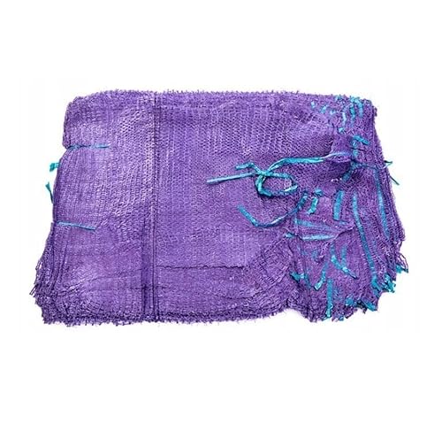 MIKONI 100 Stück Raschelsäcke 42cm x 60cm - Aufbewahrungssäcke für Obst und Gemüse - Kartoffelsack - Netzsack für Kaminholz Violett von MIKONI