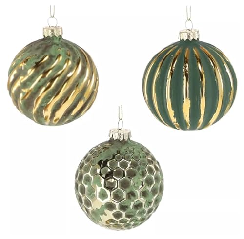 MIKONI 3er- Set Weihnachtskugeln Christbaumkugel aus Glas Christbaumschmuck Figuren Mundgeblasen Weihnachtsbaumkugeln Grün von MIKONI
