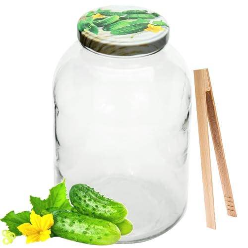 MIKONI 4 L Gurkenglas Einweckgläser Deckel Einmachgläser Vorratsgläser Einmachglas GURKEN Motiv (4) von MIKONI