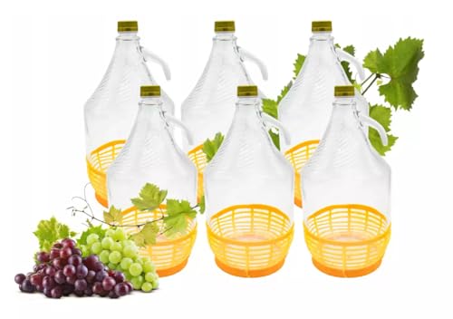 MIKONI 5L Glasballon Gärbehelter Gärballon Weinballon Glasflasche Flasche Korb D8 (6) von MIKONI