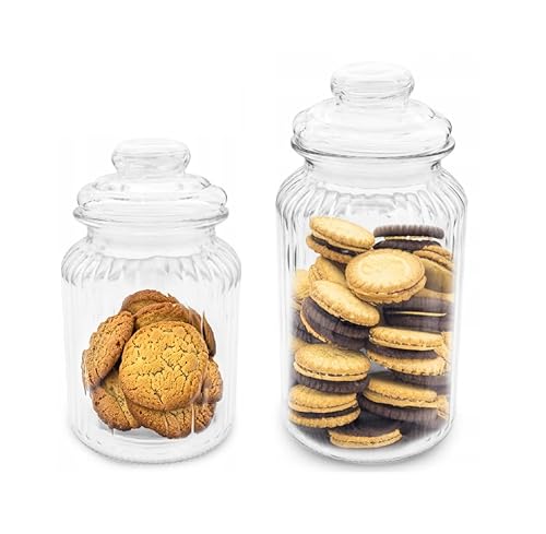 MIKONI Bonboniere Bonbonglas Vorratsglas Vorratsgläser Gebäckdose Keksdose Vorratsdosen Glasbehälter Apothekerglas Glasdose S21 (1200ml) von MIKONI
