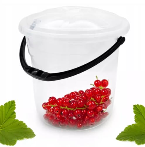 MIKONI Eimer mit Deckel & Tragebügel, Haushaltseimer, Lebensmittelecht, Transparent, aus PP-Kunststoff, Aufbewahrungsbehälter mit Skalierung für Liter TRG (15 Liter) von MIKONI