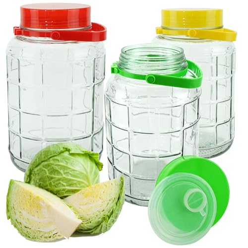 MIKONI Gärglas Einmachglas Gurkenglas Vorratsgläser Behälter Fermentier Fermentierglas Gärballon Glasballon Gurkenglas Vorratsglas Gärbehälter Einkochglas S16 (2l (Farbe zufällig)) von MIKONI