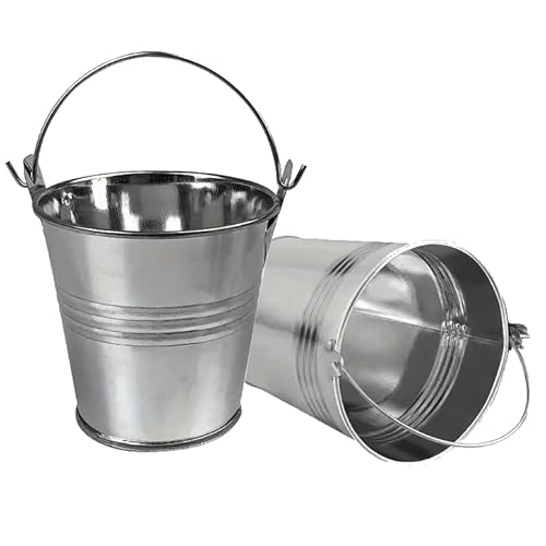 MIKONI Metalleimer Wassereimer Blecheimer Eimer Zinkeimer verzinkt Baueimer Dekoeimer 5-15 Liter (5 Liter) von MIKONI