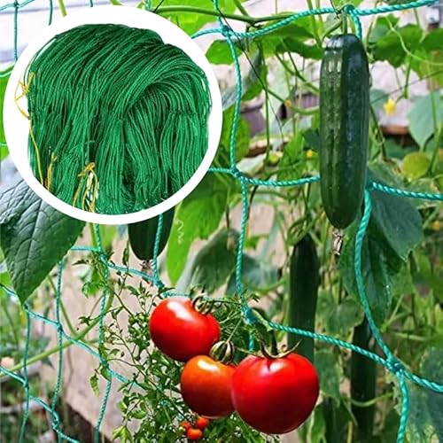 MIKONI Ranknetz - Vaktop Gurkennetz mit 50 Pflanzenbinder, Rankgitter für Gurken, Pflanzennetz mit großer Maschenweite - Rankhilfe für Gurken, Tomaten, Kletterpflanzen (0,9 x 1,8 m) von MIKONI
