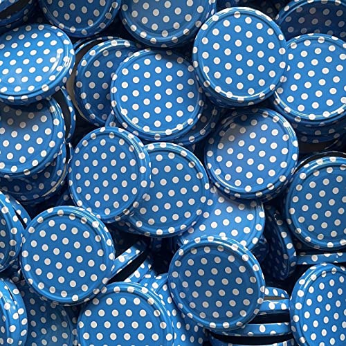 Twist Off Deckel Schraubdeckel Ø82/6mm 66mm Deckel für Gläser Sturzgläser Punkte Blau (10, Ø 66mm) von MIKONI