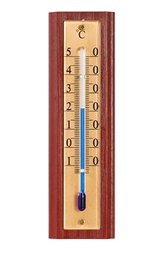Zimmerthermometer Thermometer Innen Außen Holz Metall Außenthermometer Analog Raum Garten (dunkel) MD1 von MIKONI