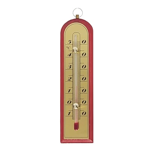 Zimmerthermometer Thermometer Innen Außen Holz Metall Außenthermometer Analog Raum Garten (dunkel) MD14 von MIKONI