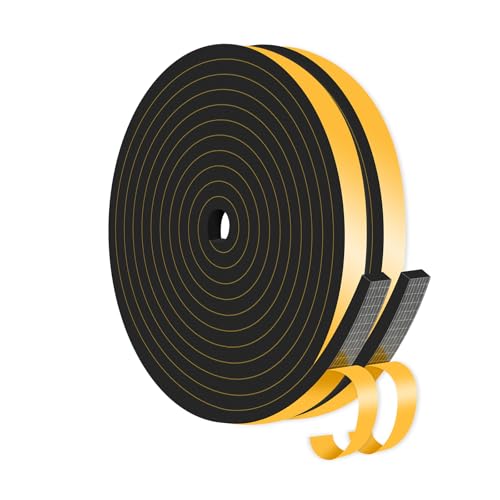 MIKONIYA Dichtungsband Selbstklebend,Gummidichtung,Dichtungsband zur Isolierung von Türrahmen,Fenstern und Klimaanlagen (Schwarz,12mm x 6mm x 8M) von MIKONIYA