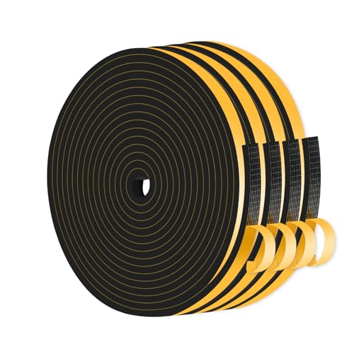 Dichtungsband Selbstklebend,Moosgummi Selbstklebend,Dichtungsband zur Isolierung von Türrahmen,Fenstern und Klimaanlagen (Schwarz,6mm x 3mm x 20M) von MIKONIYA